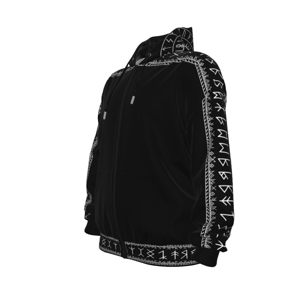 Gotischer Kapuzenpullover mit Reißverschluss - Dark Occult Rune Circle