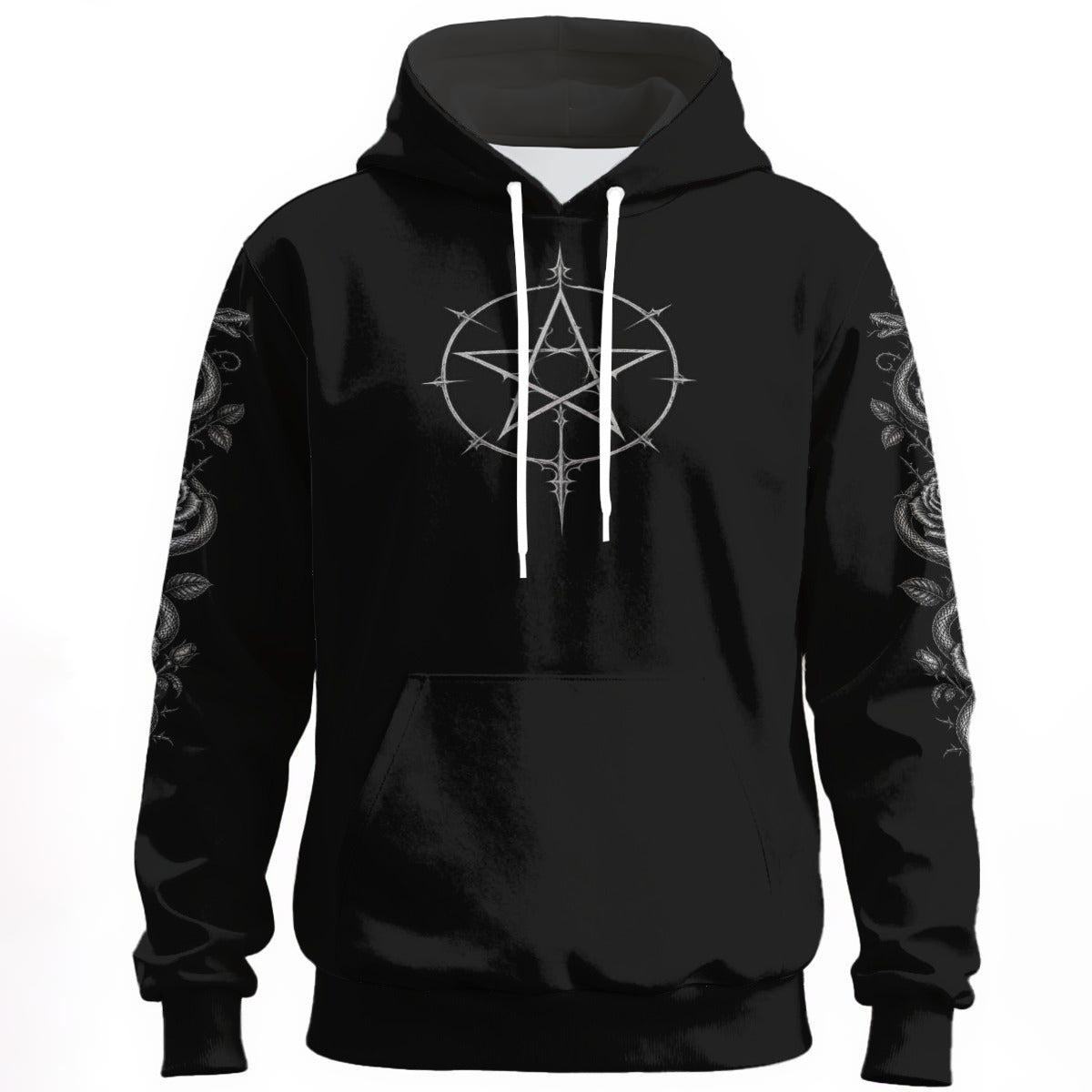 Gothic-Hoodie Dark Archedemon Prince – Unisex Gothic-Kapuzenpullover mit Totenkopf, Hörnern und Schlangen | 310 g/m² Baumwolle