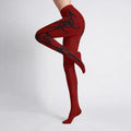 Damen Gothic Nylon-Strumpfhose Rot - Vampire Gothic Tights