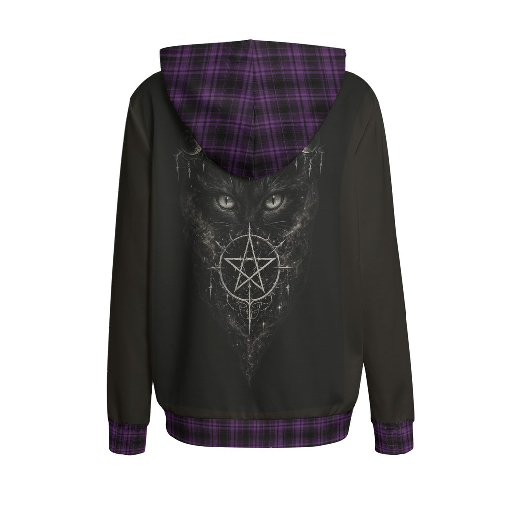 Gotischer Witchcore-Hoodie mit Katze und Mondphasen | Lunar Cat Coven Hoodie