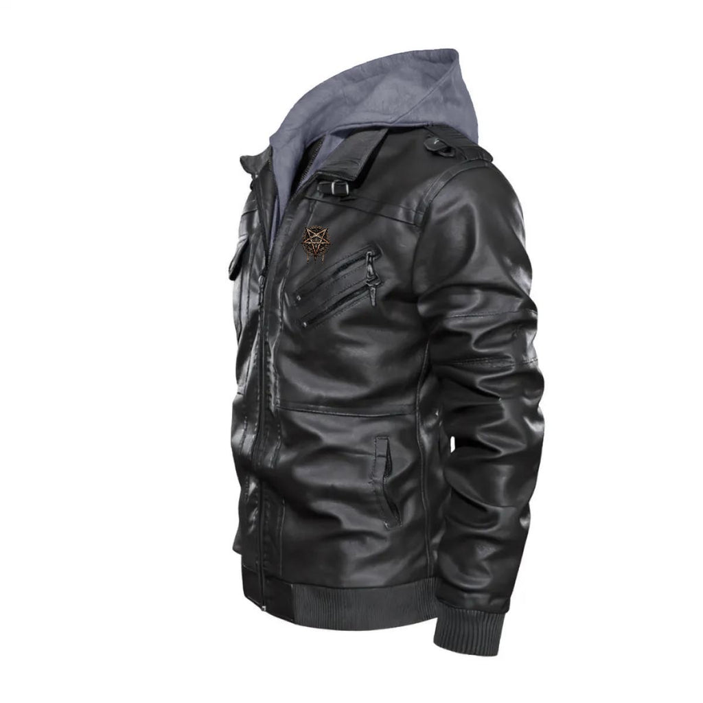Death Metal Lederjacke mit Kapuze (PU) - A Decayed Barrow