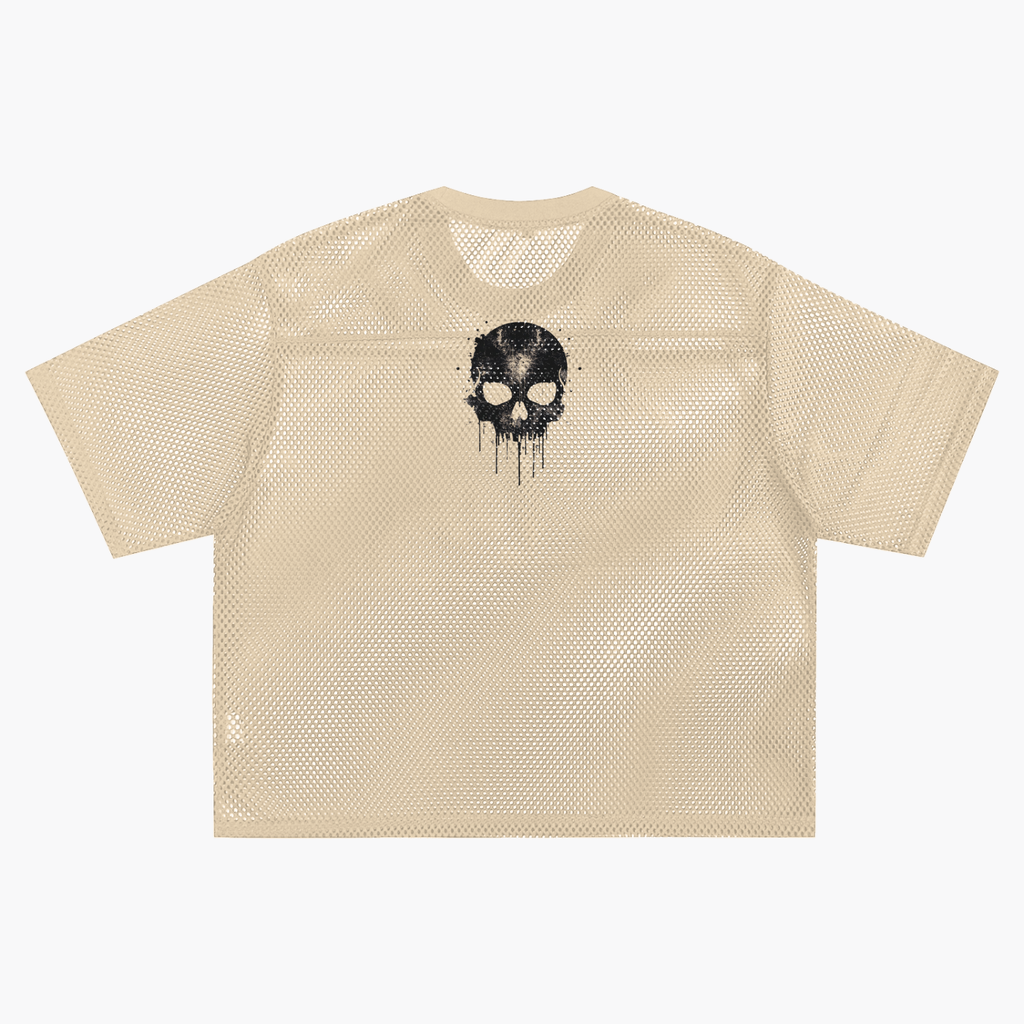 Mesh-Shirt Grunge Goth Dark Rose – Oversize Streetwear | Netz-T-Shirt mit Totenkopf | Alt Aesthetic
