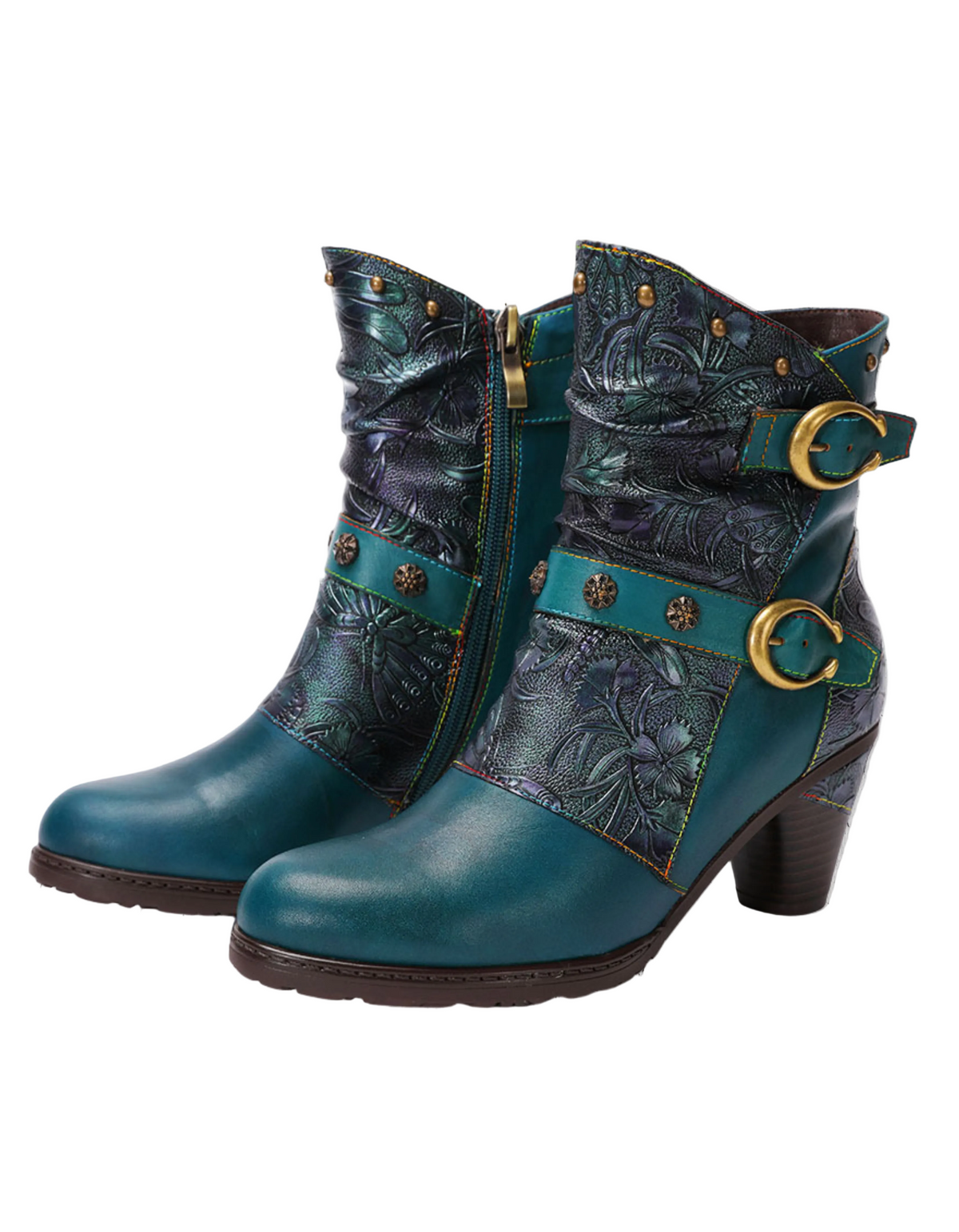 Wicca-Zauberin Gothic-Stiefel | Magical Emerald Wisdom Boots