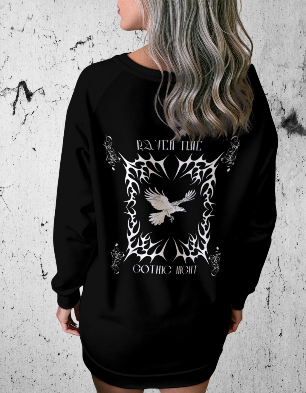 Gotisches Damen-Sweatshirt mit Schnürung Raven Time Gothic Night