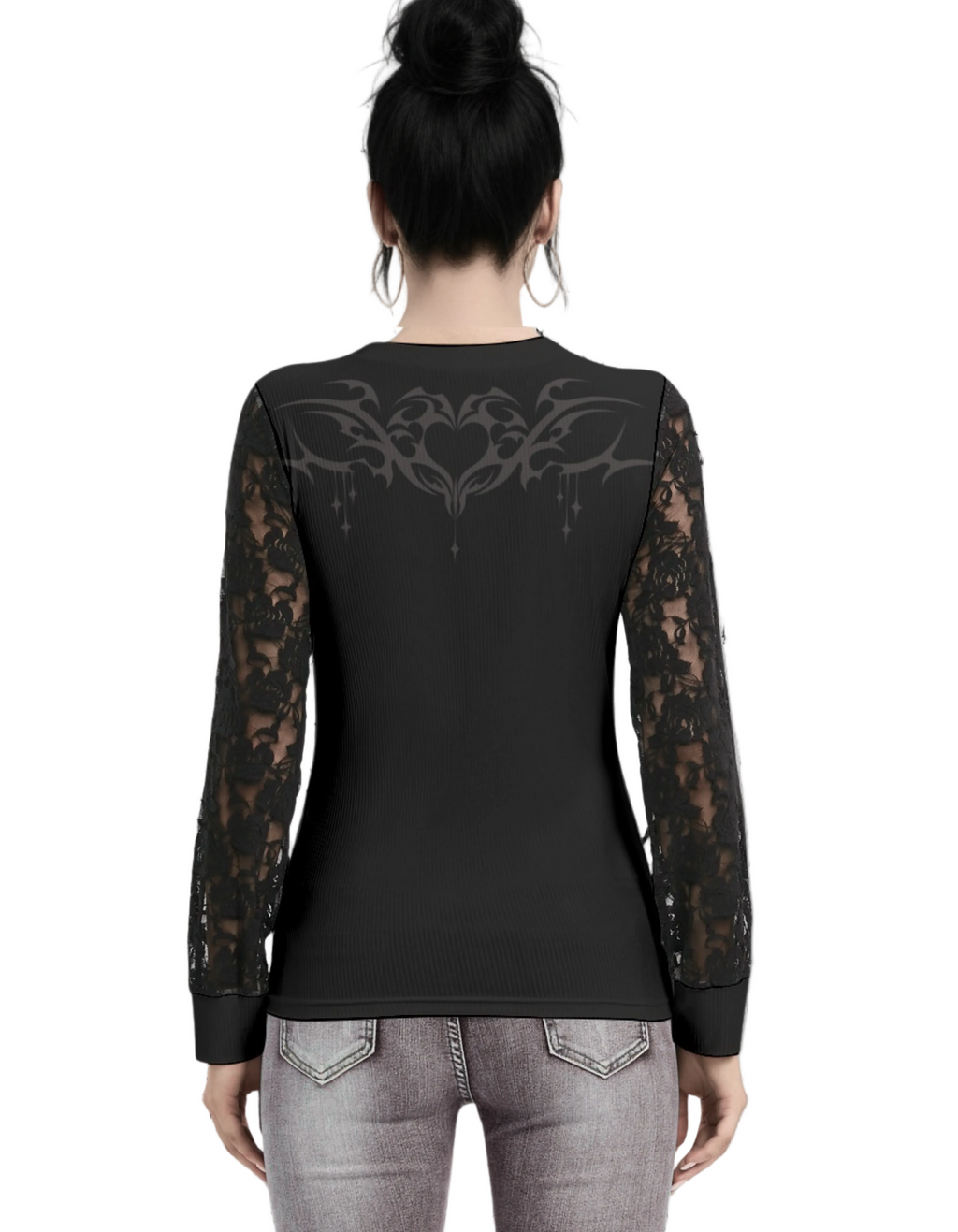 Gotisches Mesh-Shirt Dark Lips Darker Intention
