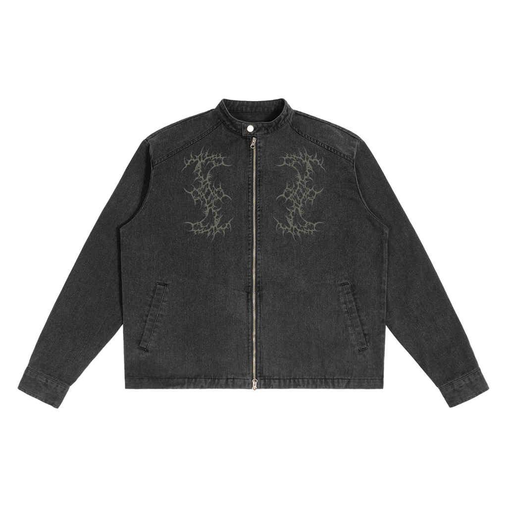 Gotische schwarze Jeansjacke | Night Child Y2K Gothic