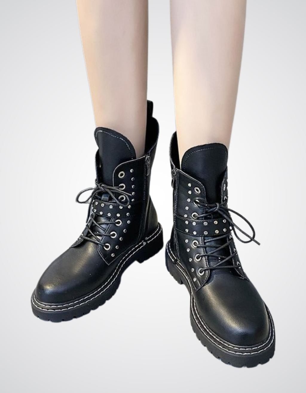 Damen Black Metal Stiefel Dark Goth Knight