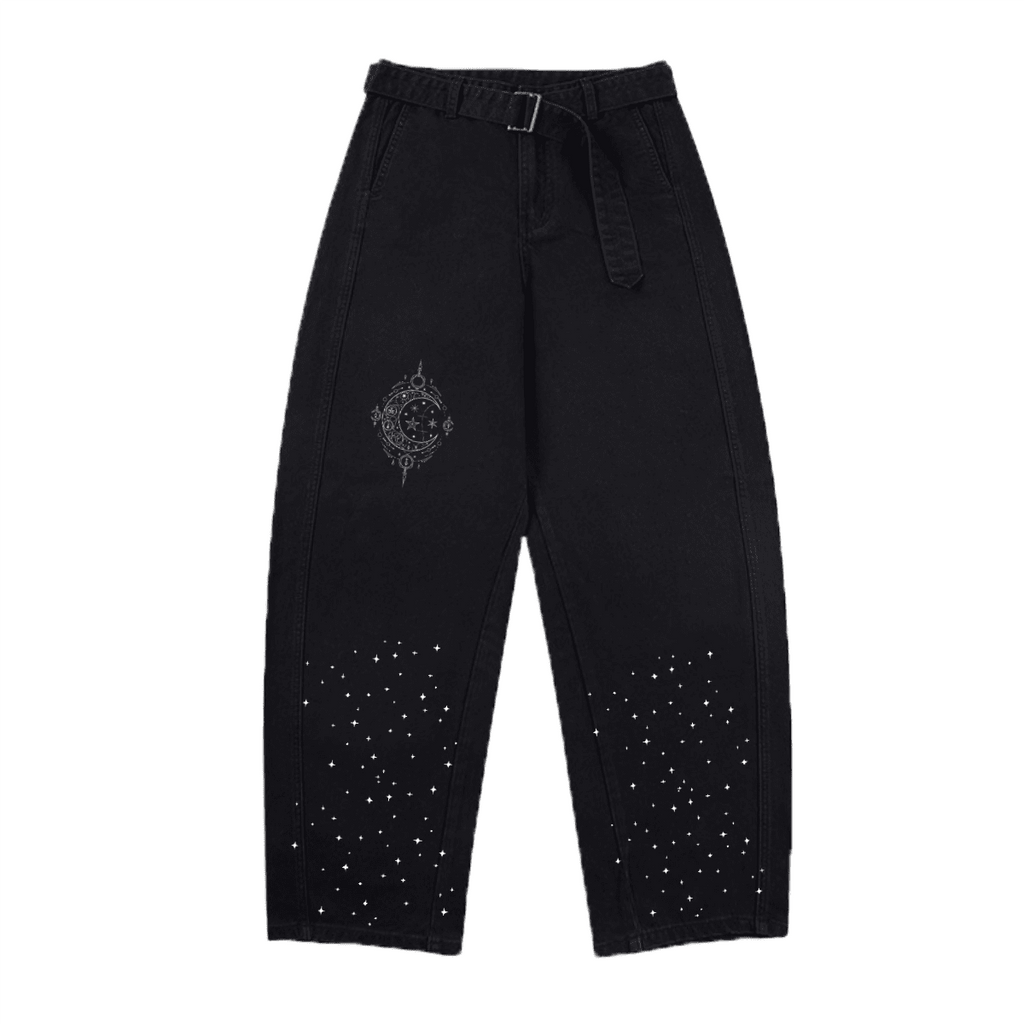 Gothic Jeanshose Occult Celestial Moon