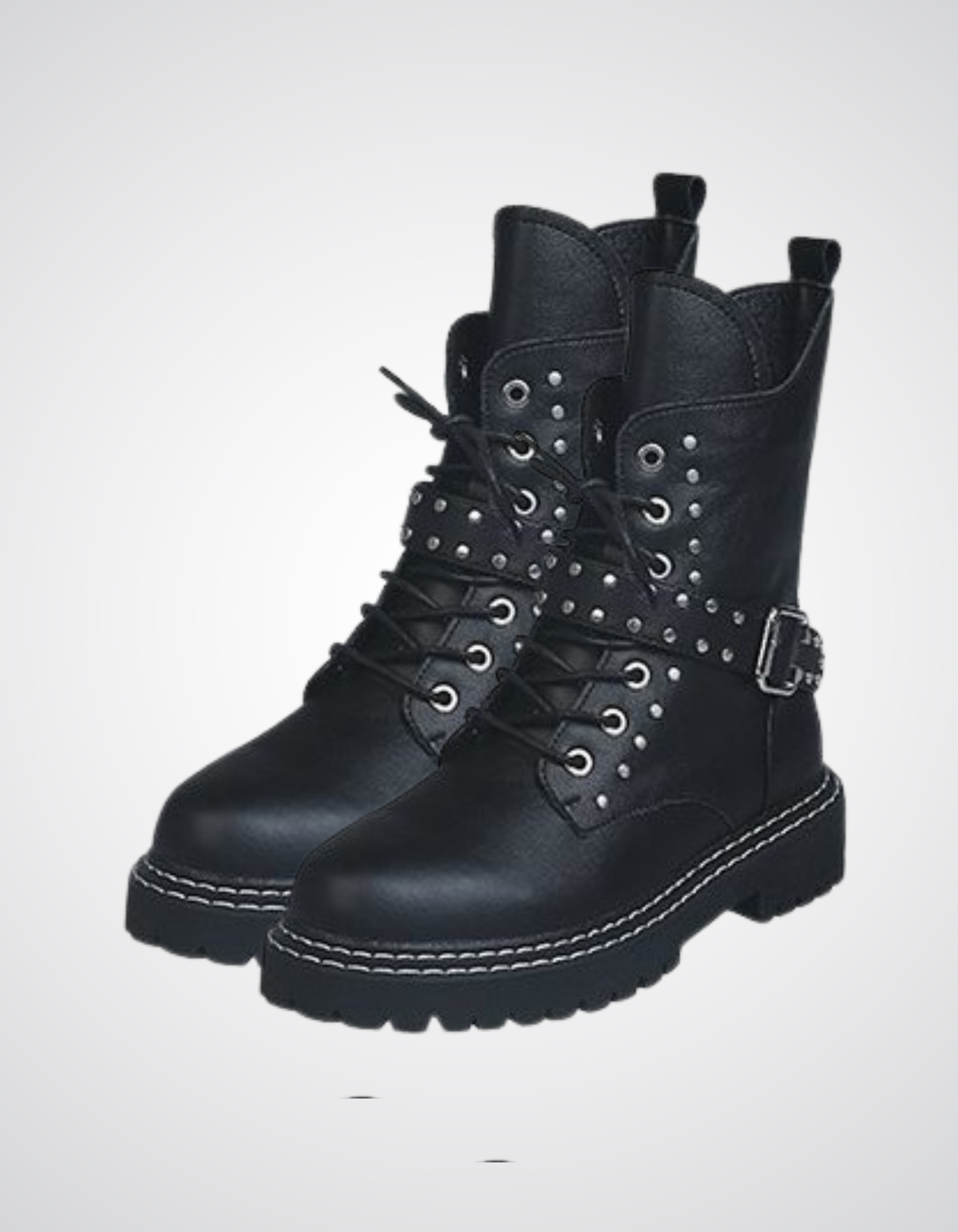 Damen Black Metal Stiefel Dark Goth Knight