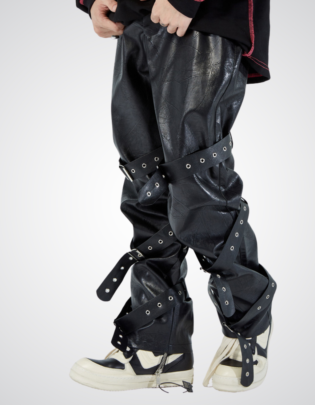 Schwarze PU-Hose - Dark Rebel Leather