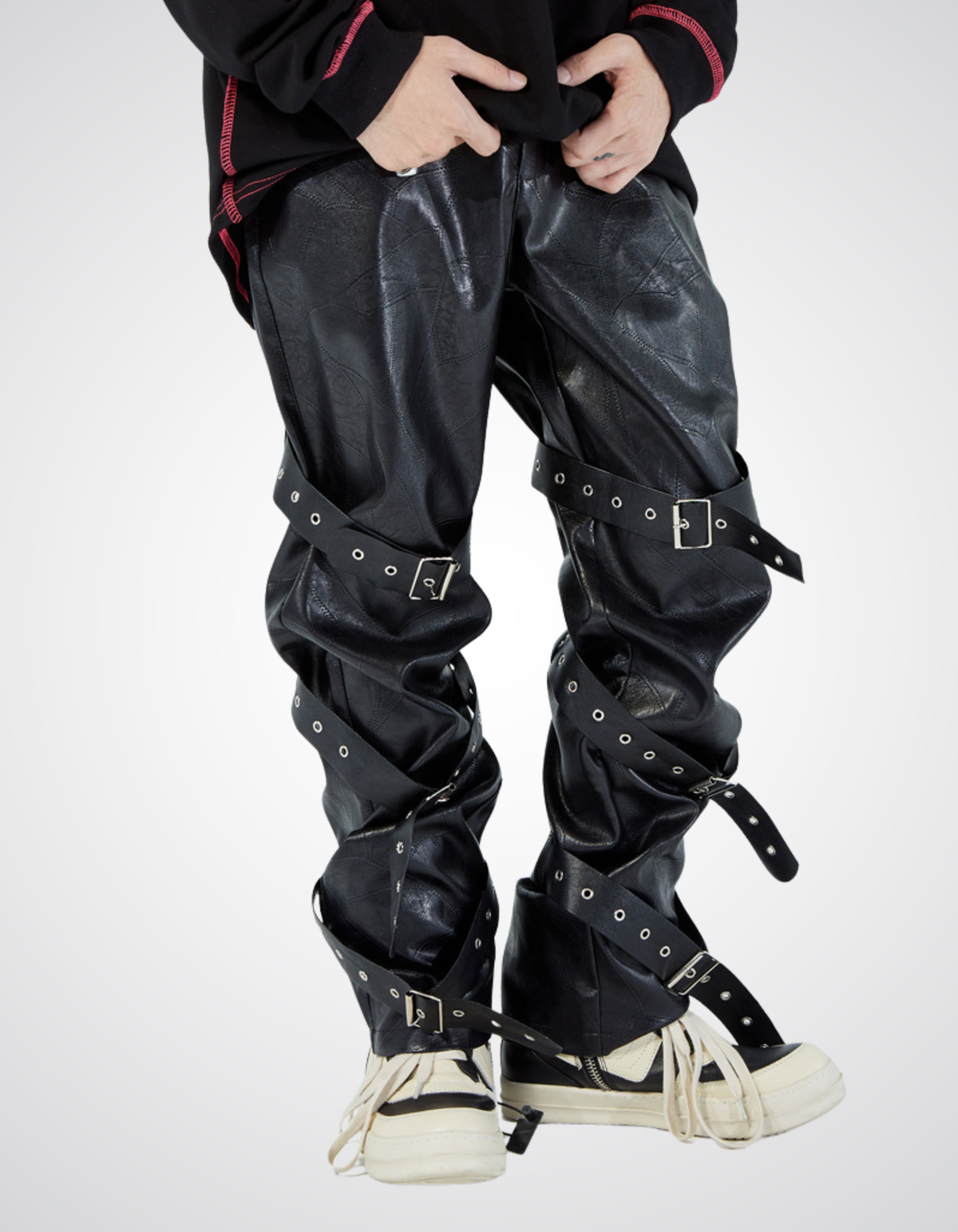 Schwarze PU-Hose - Dark Rebel Leather
