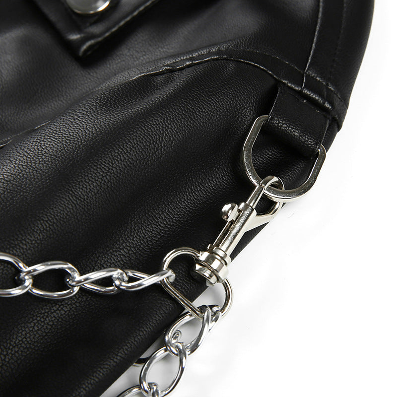 Heavy-Metal-Damenlederjacke kurz – Basic Metal Armor