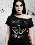 Gotisches Damen-Shirt mit schulterfreiem Ausschnitt Gothic Night