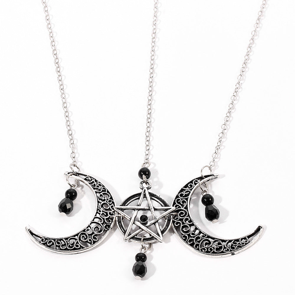 Gotische Halskette Double Moons Mystical Power