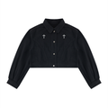 Damen Gothic Jeansjacke Cropped – NIGHTCRAWLER | 100 % Baumwolle, 420 GSM