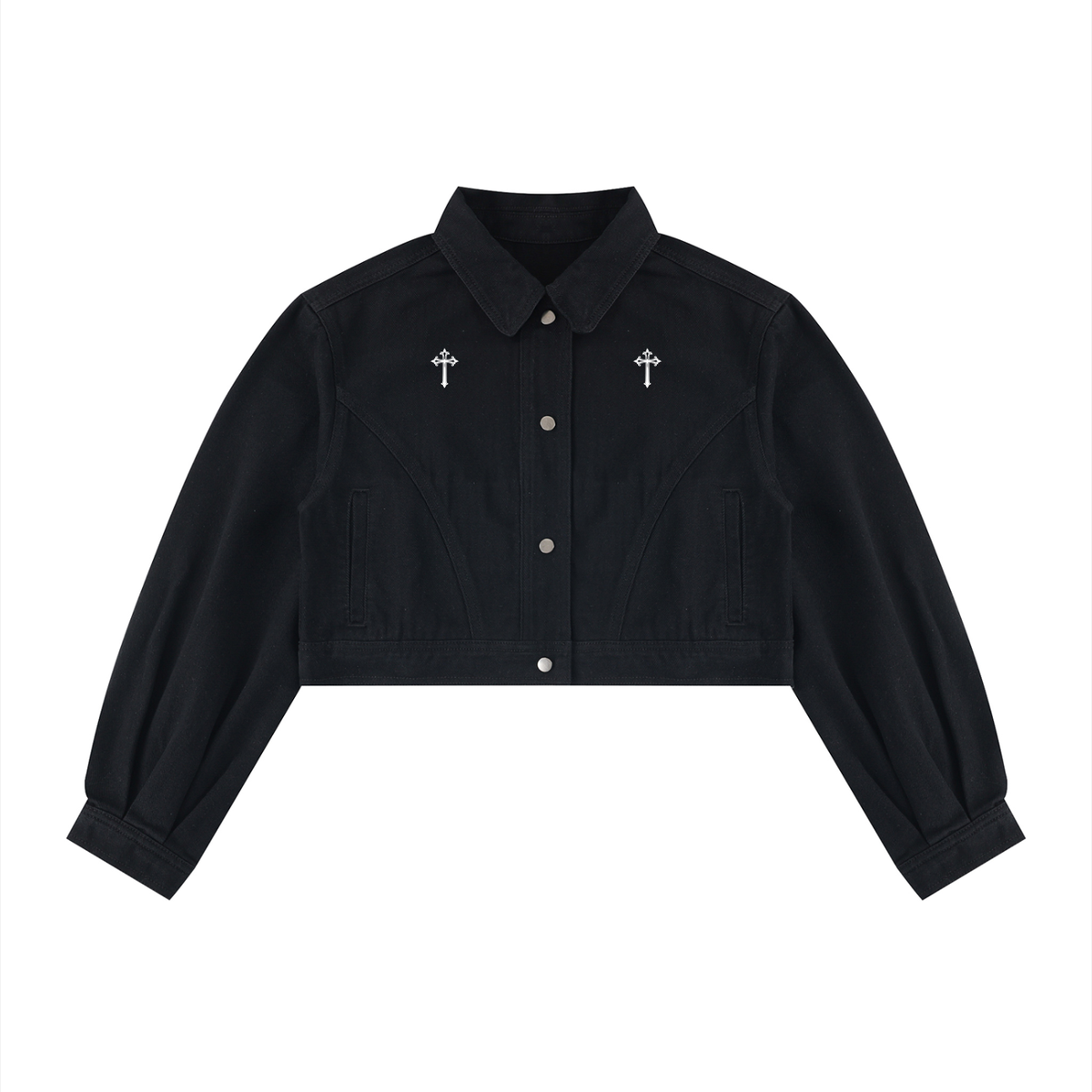 Damen Gothic Jeansjacke Cropped – NIGHTCRAWLER | 100 % Baumwolle, 420 GSM