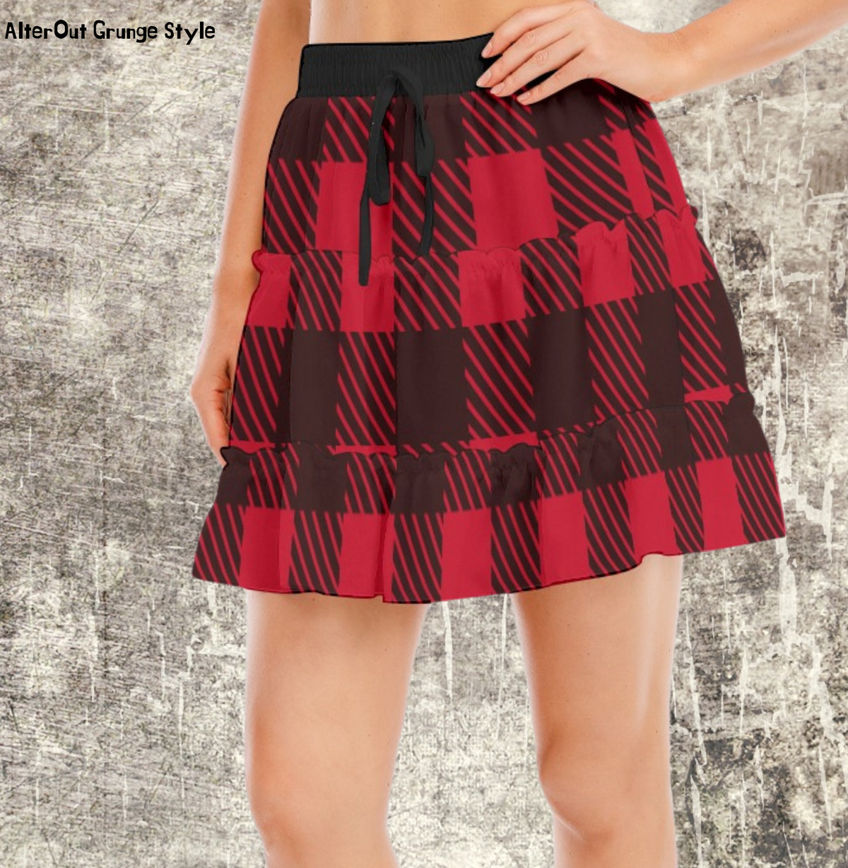 Grunge-Minirock mit Karomuster Red Riot
