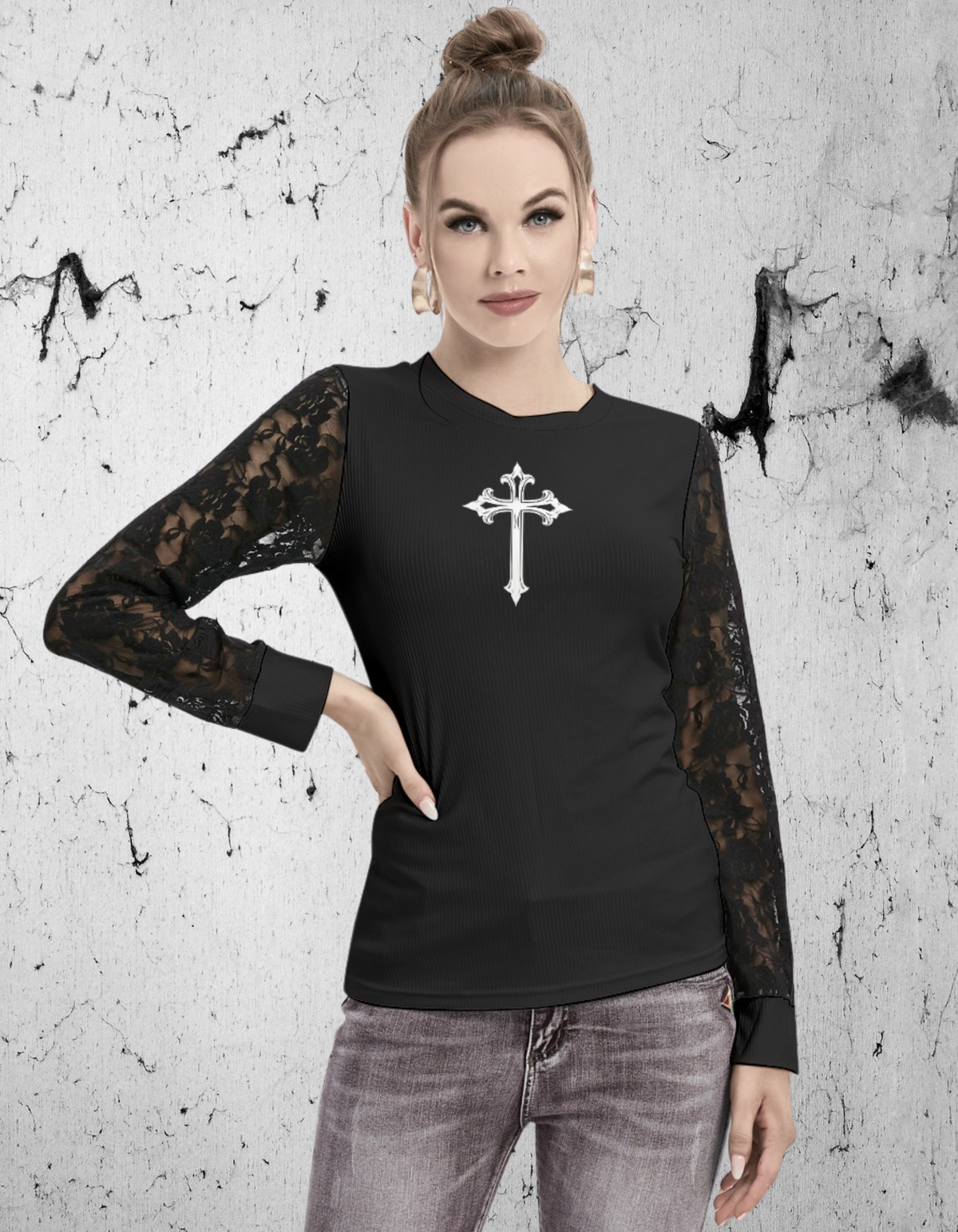 Gothic Hemd mit Netzärmeln
