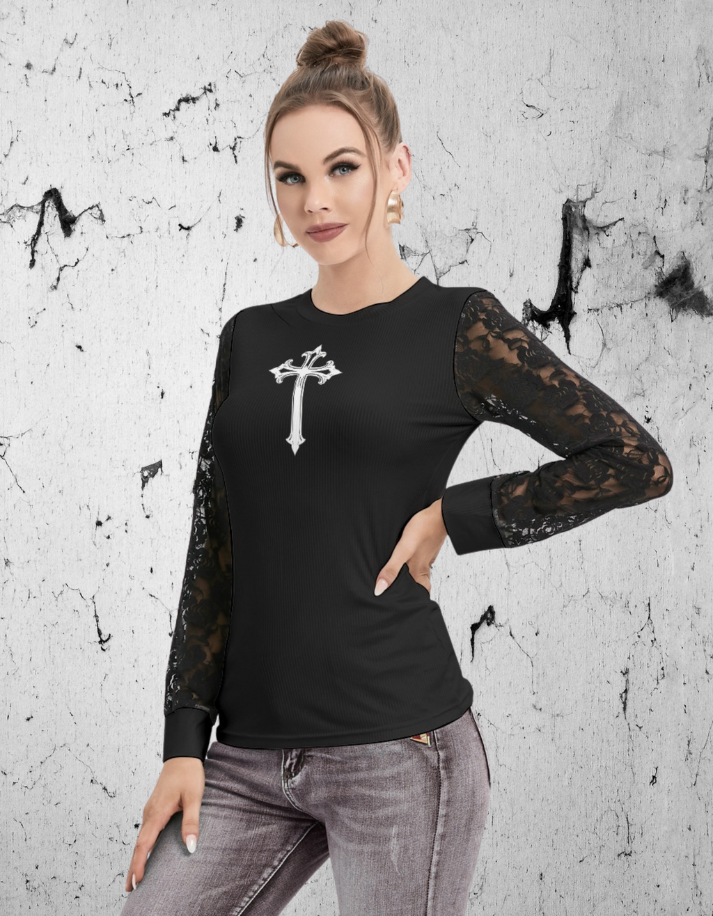 Gothic Hemd mit Netzärmeln