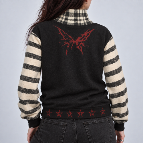 Alternatywny Sweter Grunge z Golfem Sweet Terror – Faded Stripes | 280 GSM