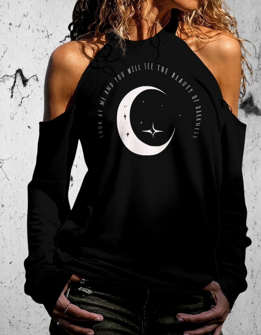 Gothic Damen-Sweatshirt mit schulterfreiem Ausschnitt Children of Night