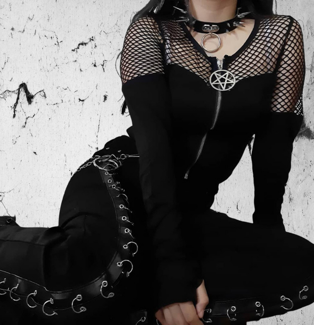 Gotischer Cardigan mit Netzstoff Dark Ambient