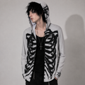 Gotischer UV50+ Unisex-Pullover Skeleton Wings – Leichter Grunge Y2K-Kapuzenpullover SPF50+