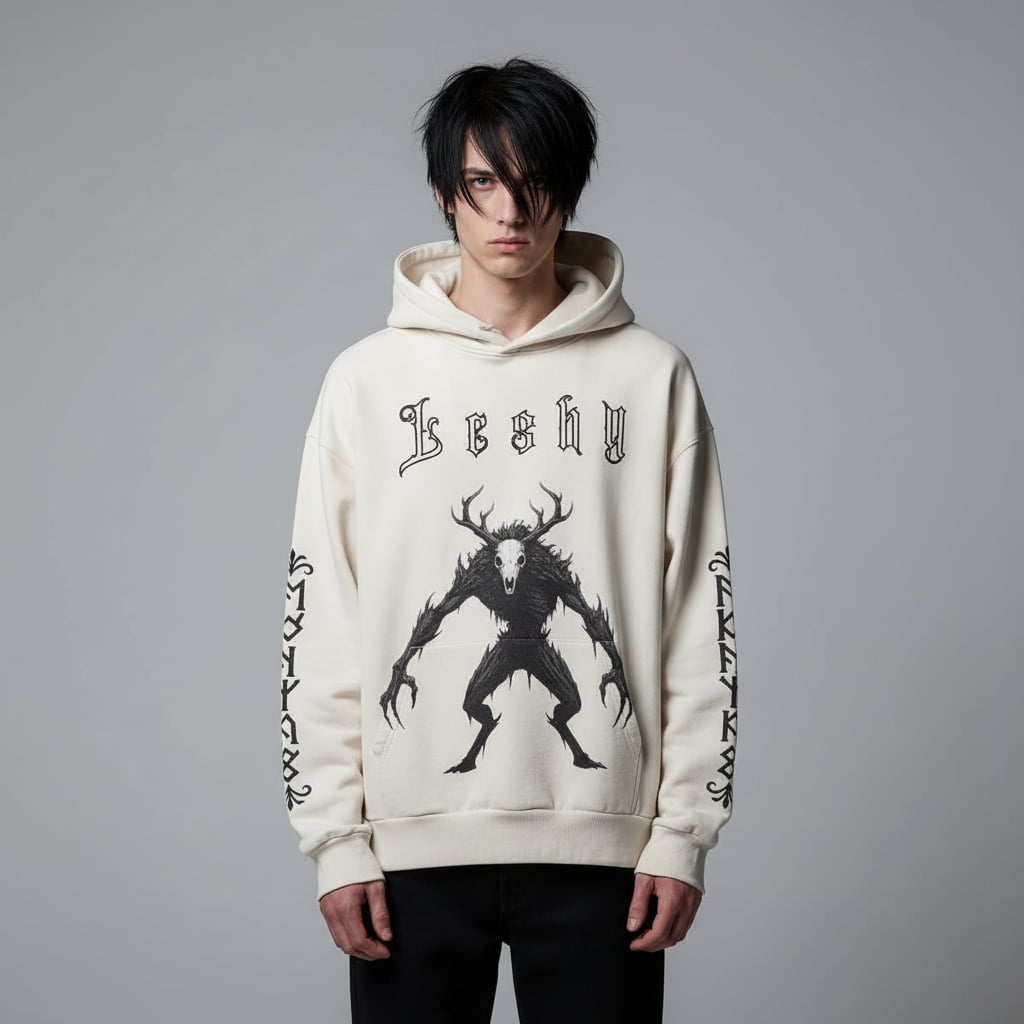 Slavic Gothic Leshy Hoodie in Model