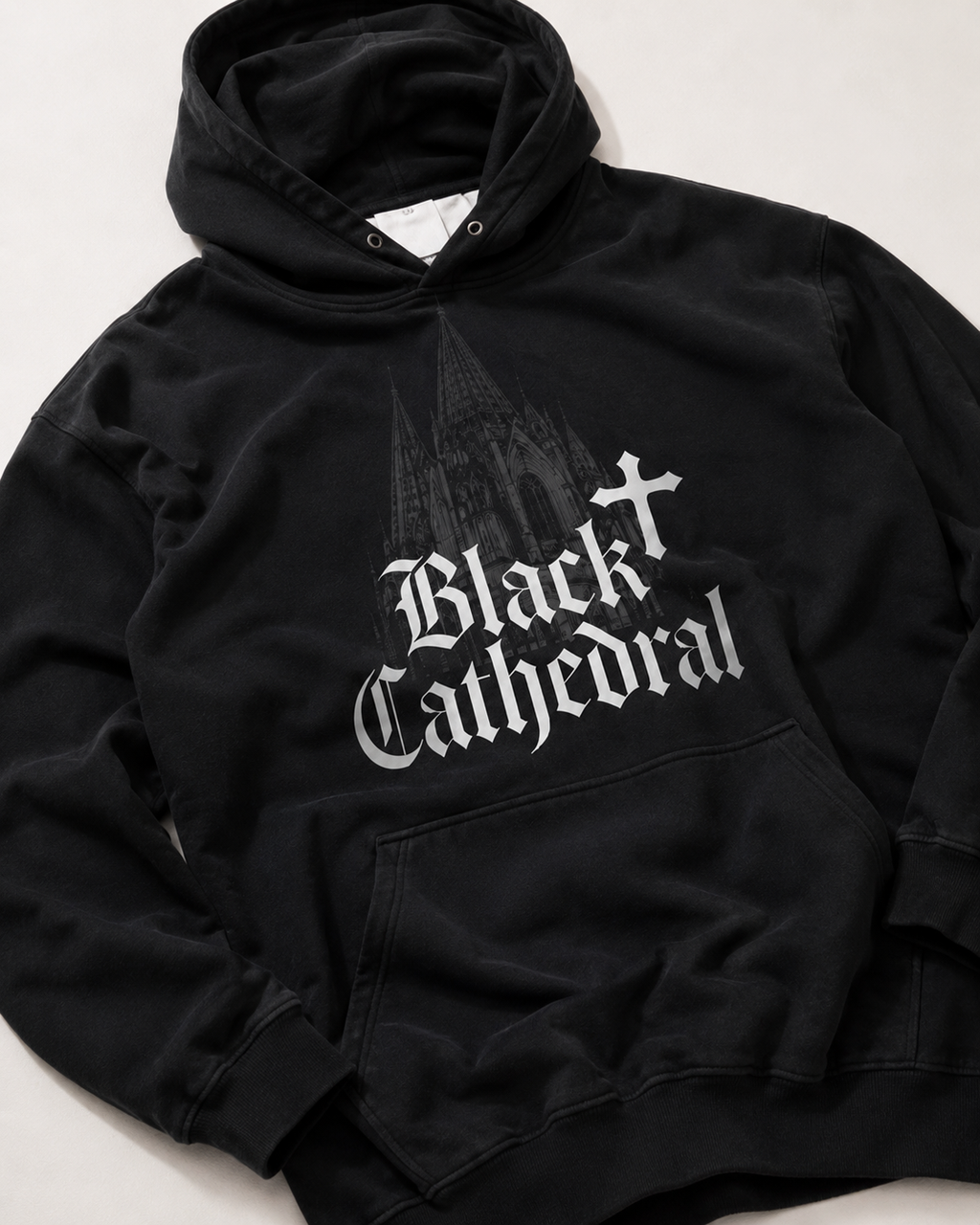 Gothic Oversize-Hoodie aus French Terry | Black Cathedral Shadow Hoodie | Made in Poland