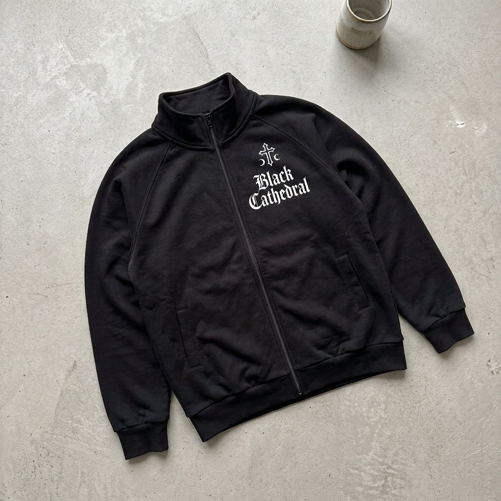 Gothic Bomberjacke Streetwear 310 GSM | Black Cathedral I | 100% Baumwolle