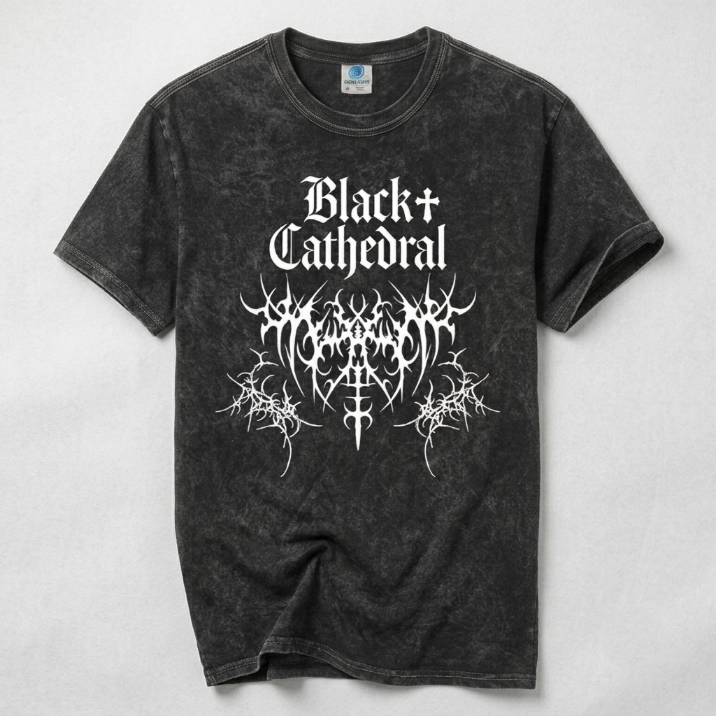 Gotisches T-Shirt Black Cathedral | Dornen der Entropie | Vintage Washed Heavy Cotton