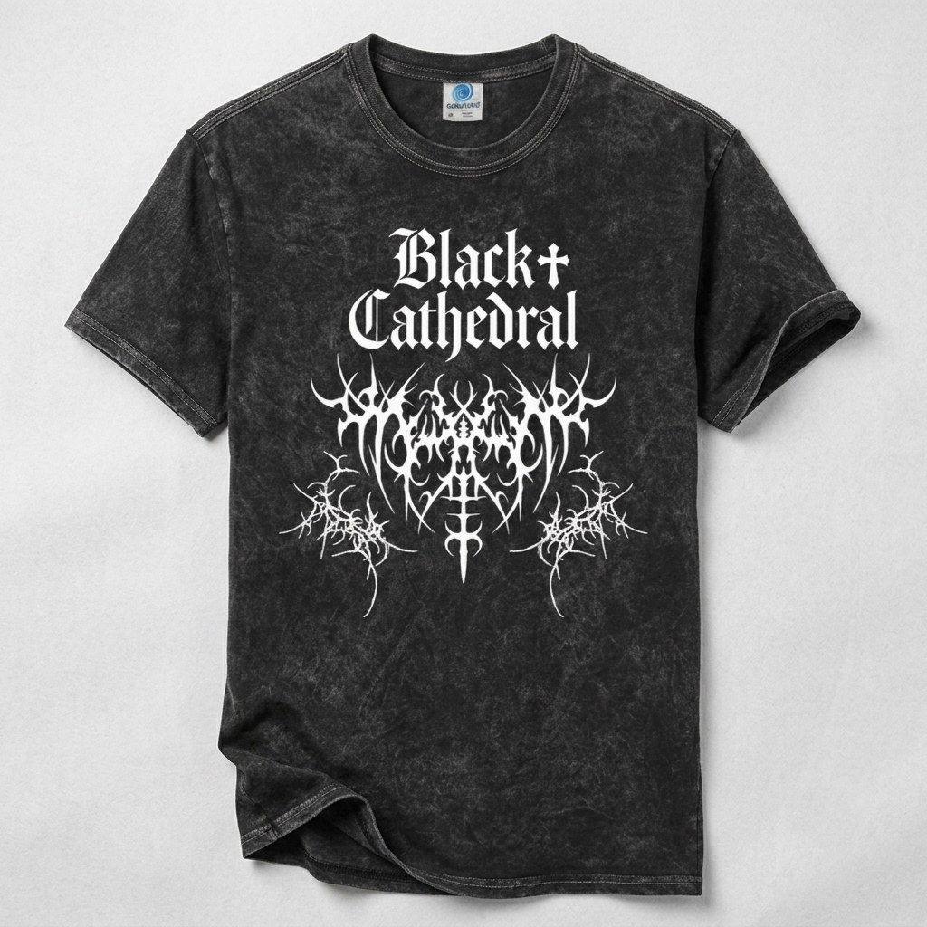 Gotisches T-Shirt Black Cathedral | Dornen der Entropie | Vintage Washed Heavy Cotton
