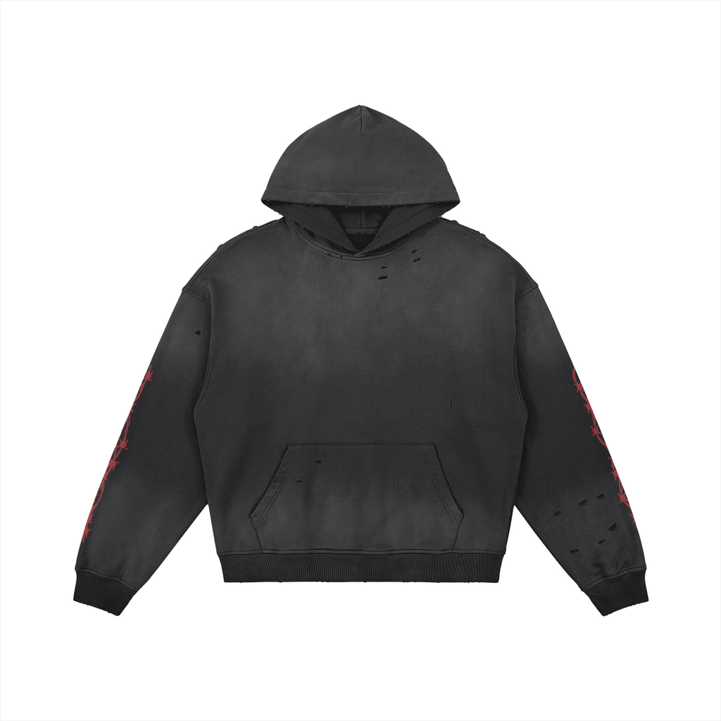 Punk Hoodie Washed Gore Skeleton