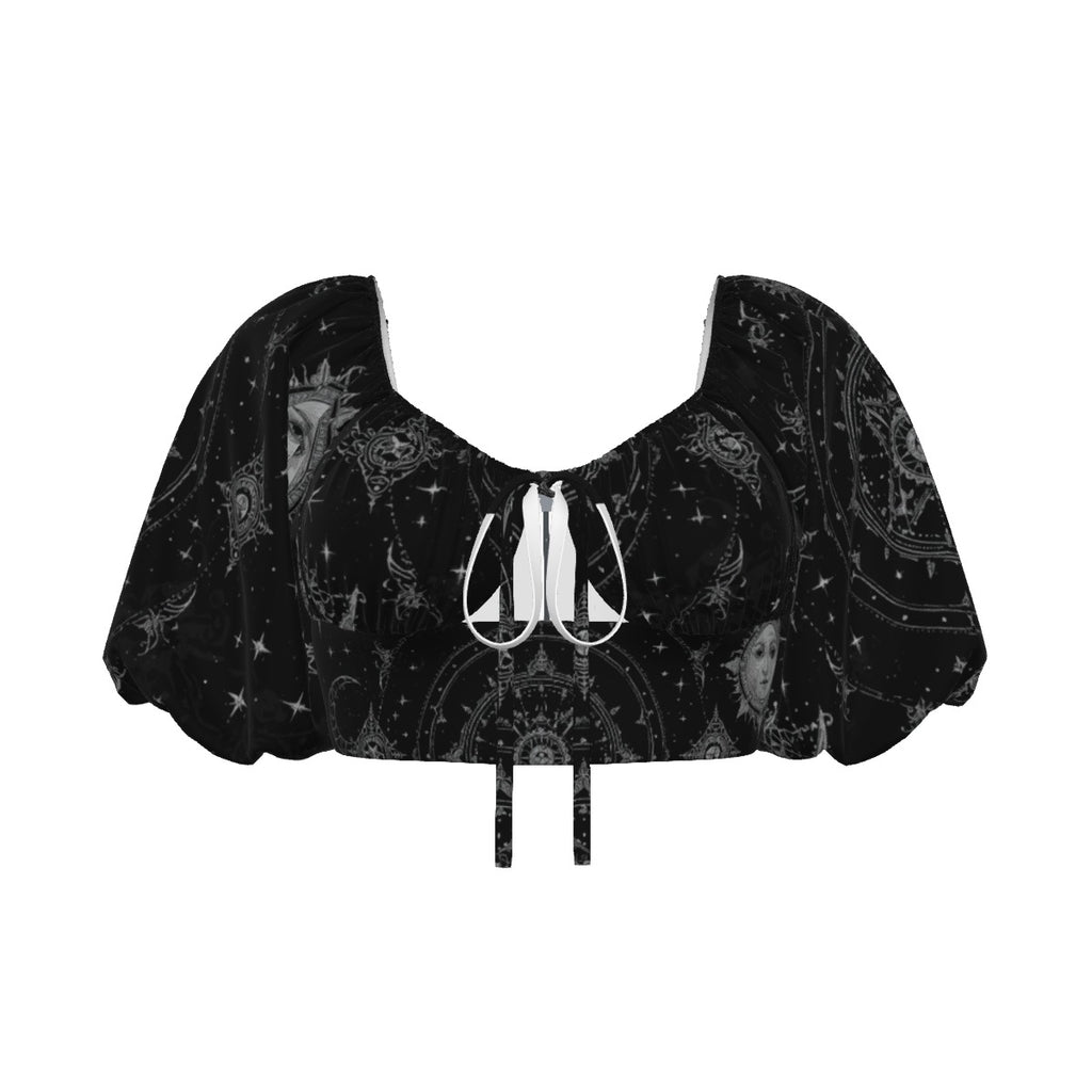 Gotisches Damen-Crop-Top Celestial Gothic Silver Way