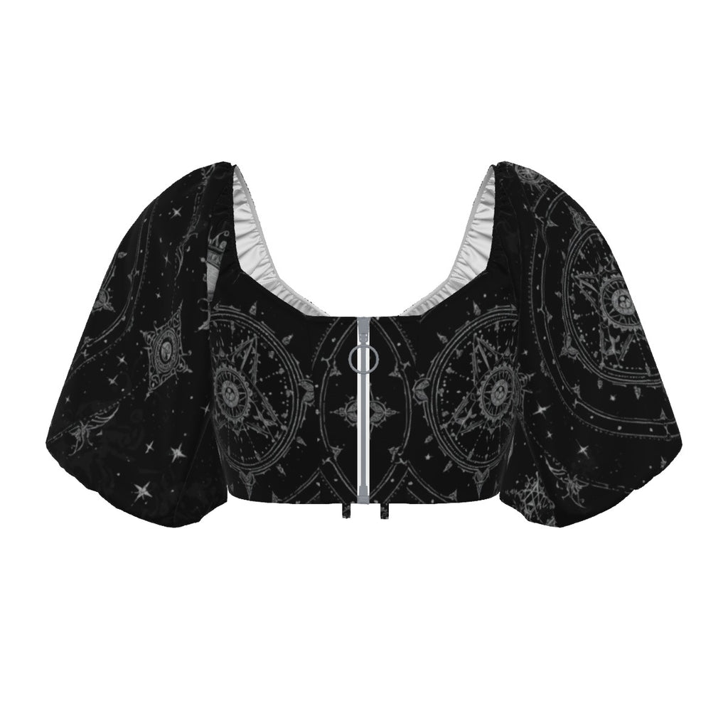 Gotisches Damen-Crop-Top Celestial Gothic Silver Way