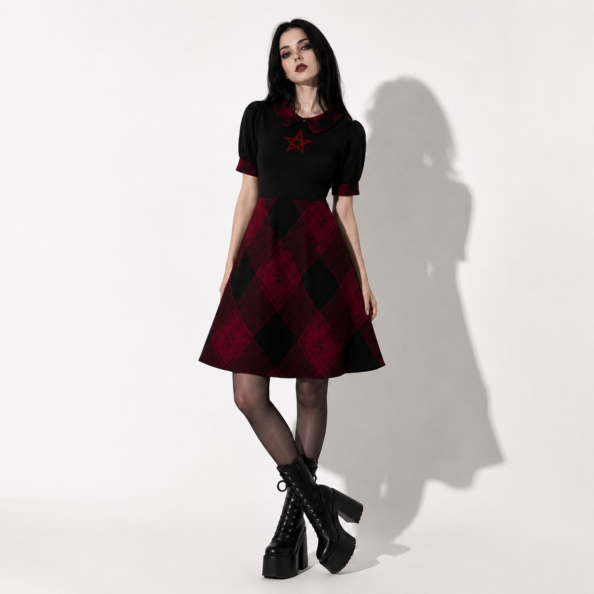 Gotisches kariertes Occult Lolita-Kleid – Dark Academia Gothic Dress