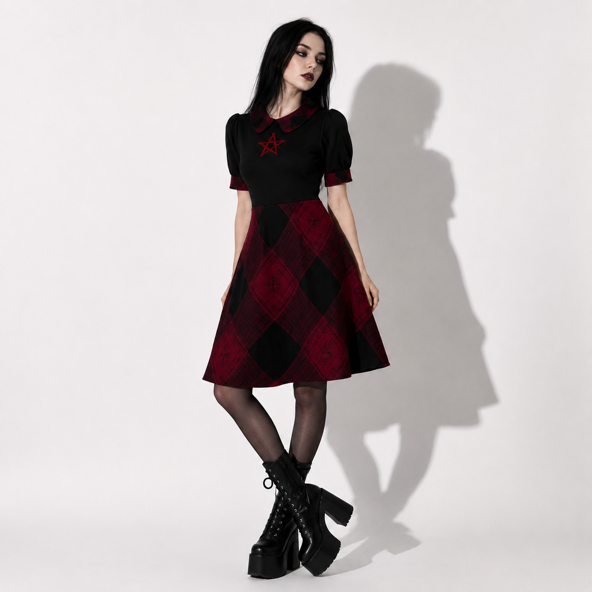 Gotisches kariertes Occult Lolita-Kleid – Dark Academia Gothic Dress