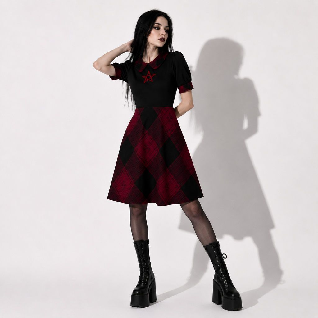Gotisches kariertes Occult Lolita-Kleid – Dark Academia Gothic Dress