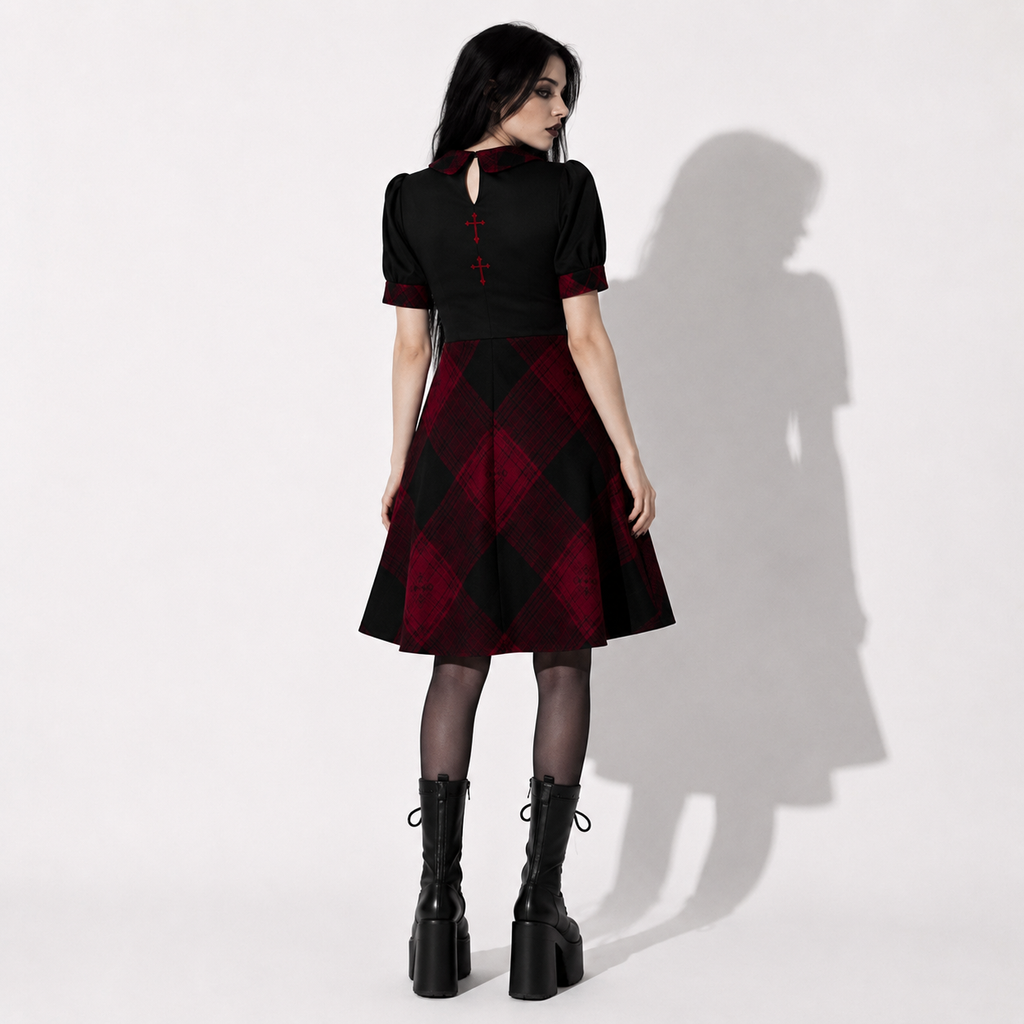 Gotisches kariertes Occult Lolita-Kleid – Dark Academia Gothic Dress