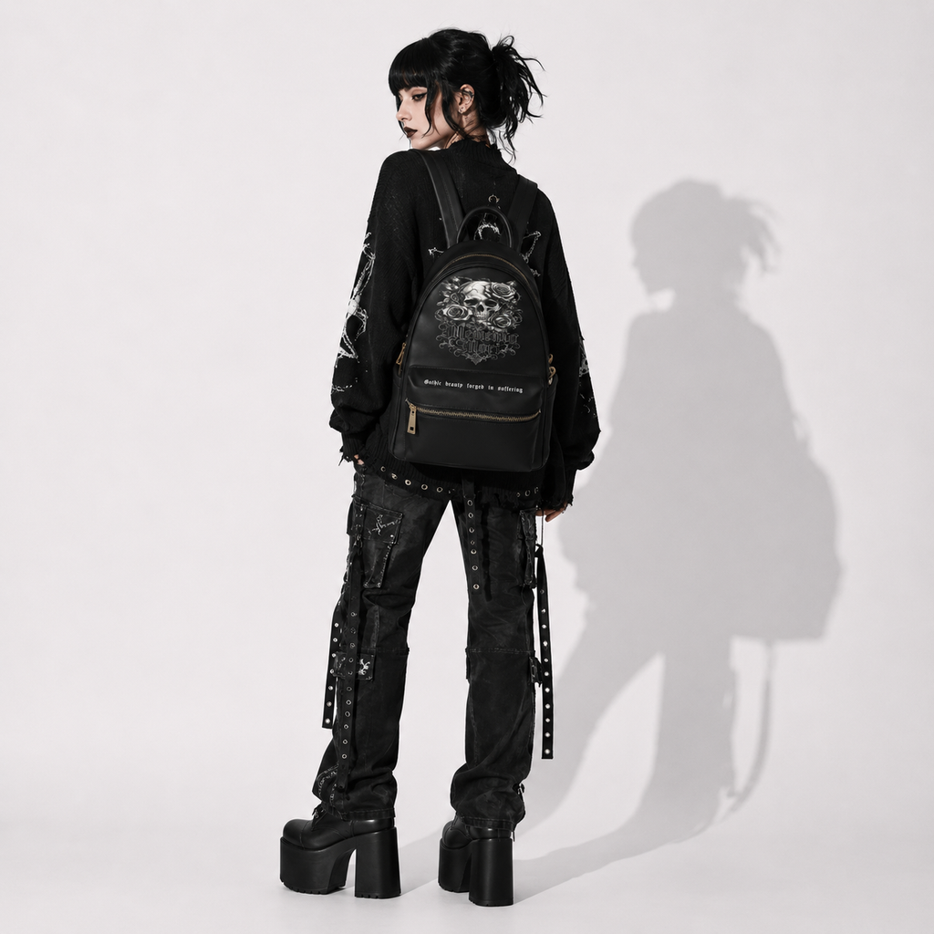 Gotischer Memento-Mori-Rucksack | Viktorianischer Darkwear-Rucksack