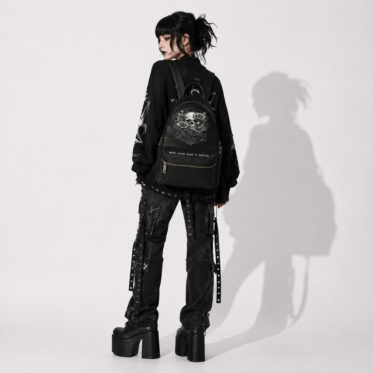 Gotischer Memento-Mori-Rucksack | Viktorianischer Darkwear-Rucksack