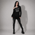 Gotisches Hoodie-Kleid Dark Love – Asymmetrisches Kleid mit Kapuze, freier Schulter und Aufdruck | Gothic | Darkwear | Alternative Fashion