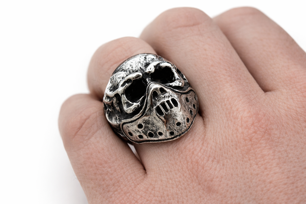 Heavy Metal Totenkopfring Dark Mask
