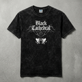Gotisches Vintage-Washed-T-Shirt | Black Cathedral Devil Crest | Gothic Darkwear T-Shirt 100% Baumwolle
