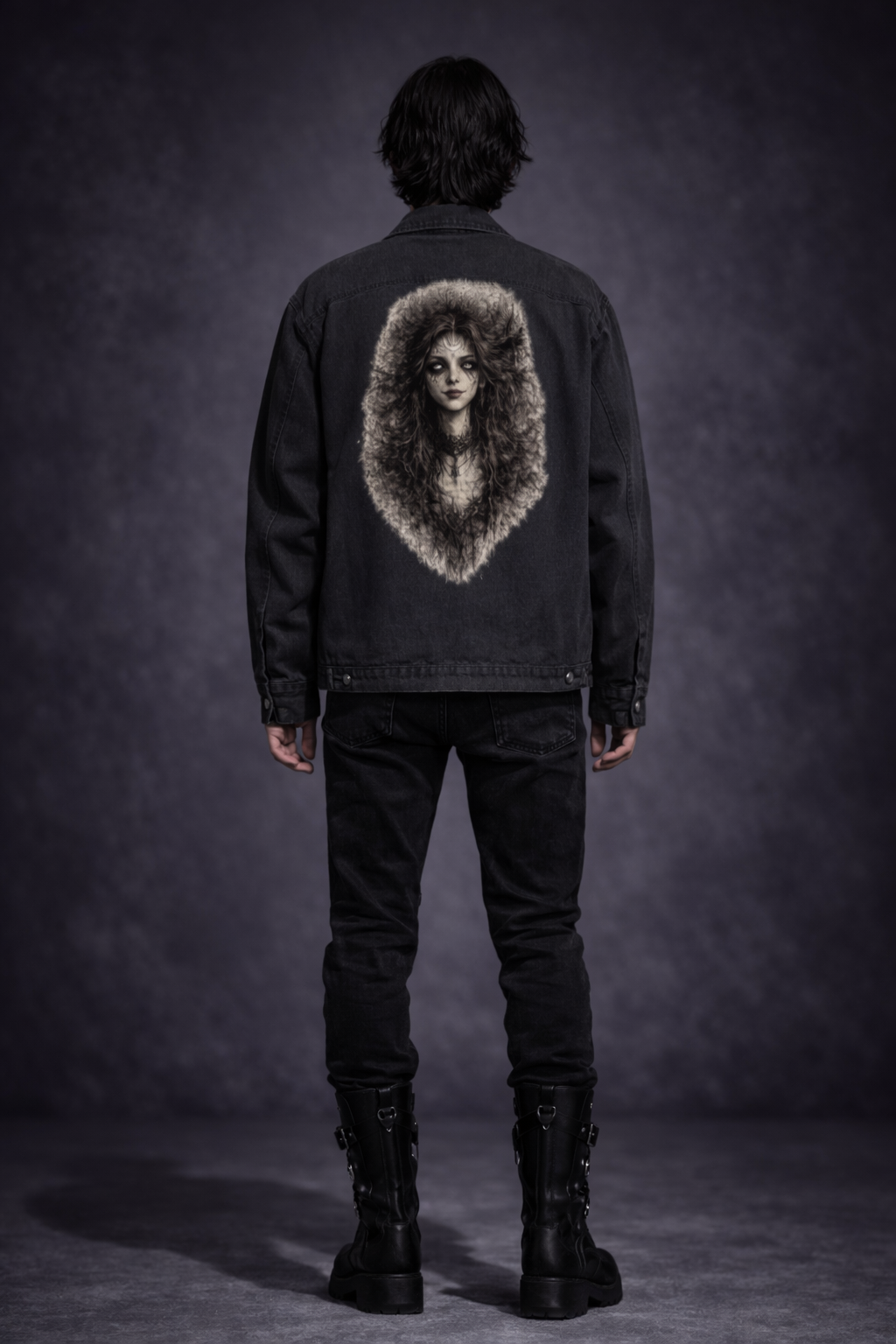 Gothic Black Denim Jacke | Wicca Dark Lady