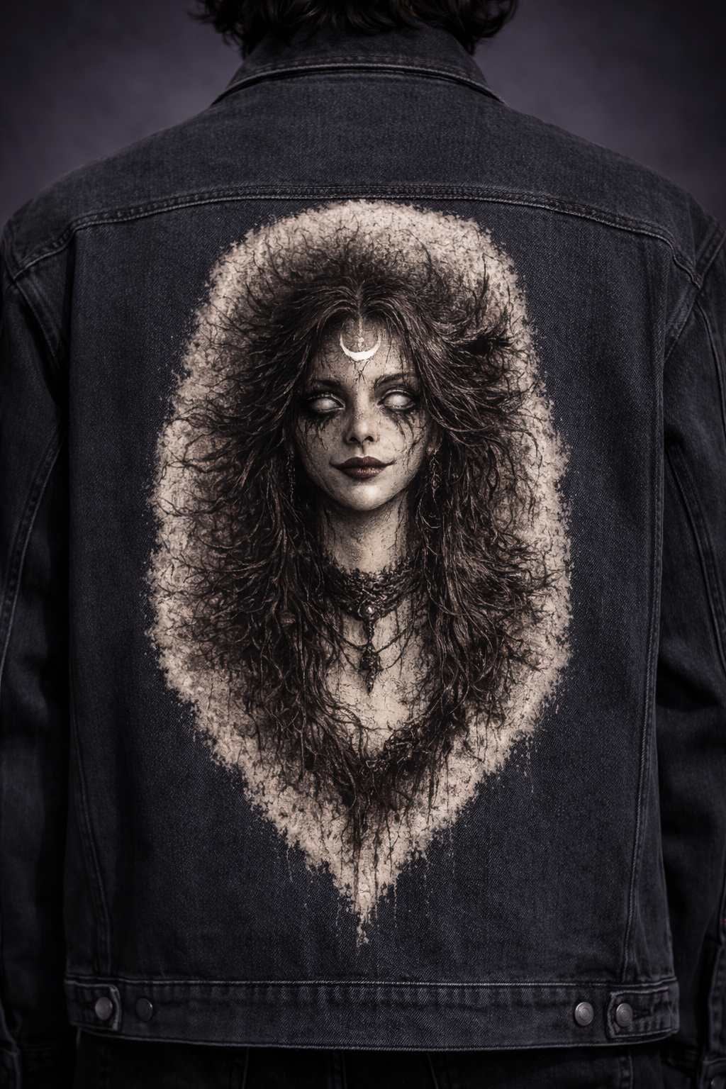 Gothic Black Denim Jacke | Wicca Dark Lady