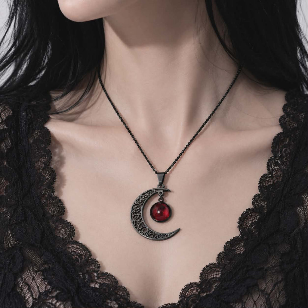 Gotische Blutmond-Halskette | Versilbert