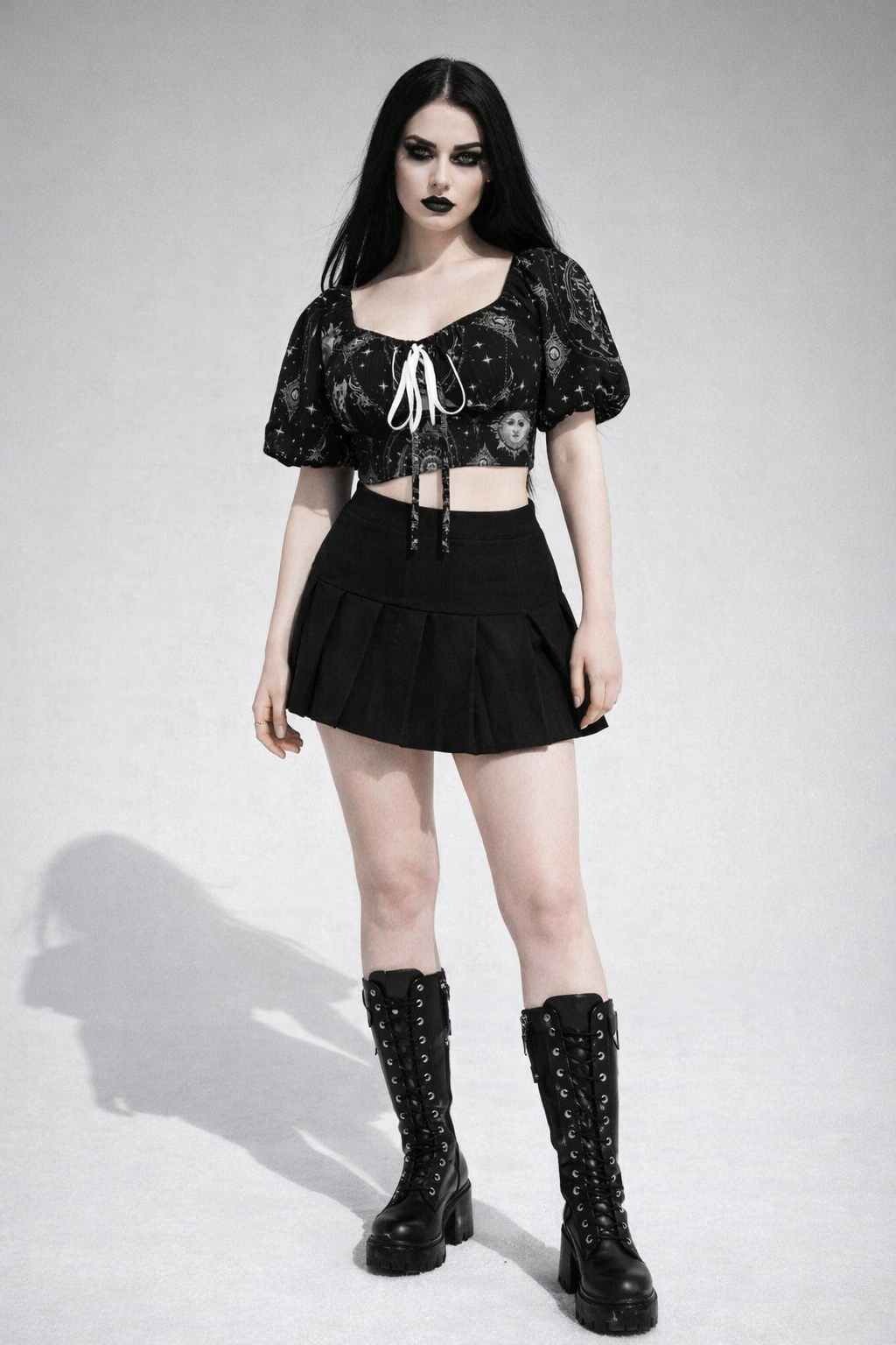 Gotisches Damen-Crop-Top Celestial Gothic Silver Way