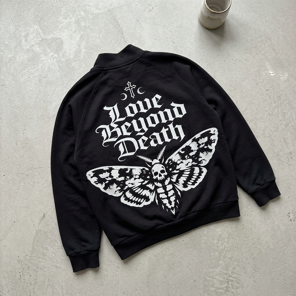 Gothic Bomberjacke Streetwear 310 GSM | Black Cathedral I | 100% Baumwolle