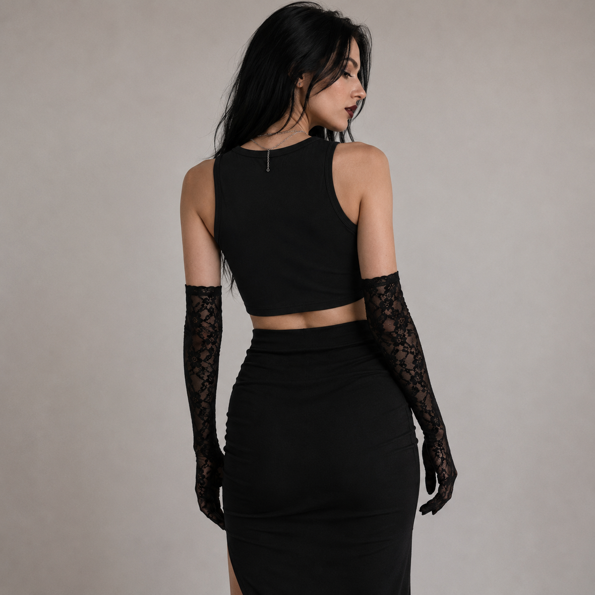 Gotisches Crop-Top Kreuz Sacral | Gotisches ärmelloses Crop-Top | Dark Essential